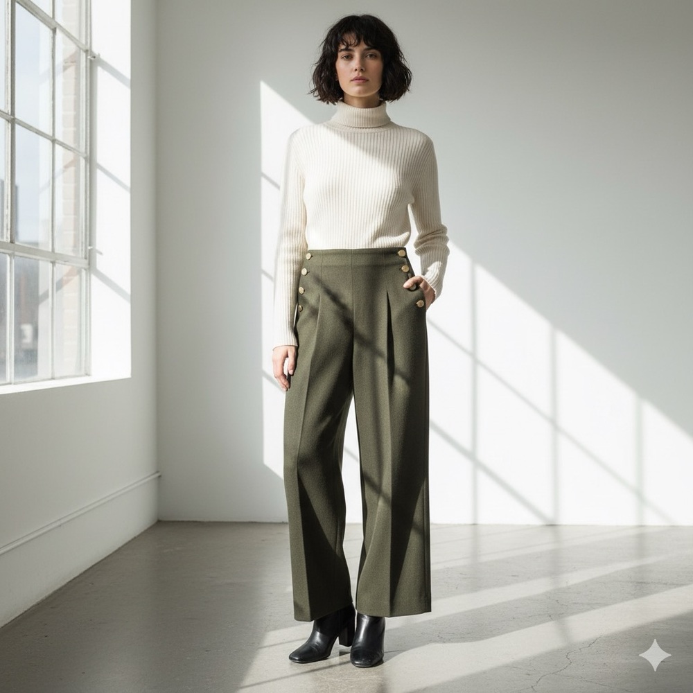 Club Monaco Military Green Culotte Trousers